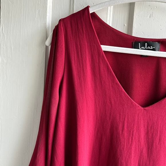Lulus Shifting Dears Wine Red Long Sleeve Dress - Picture 4 of 8